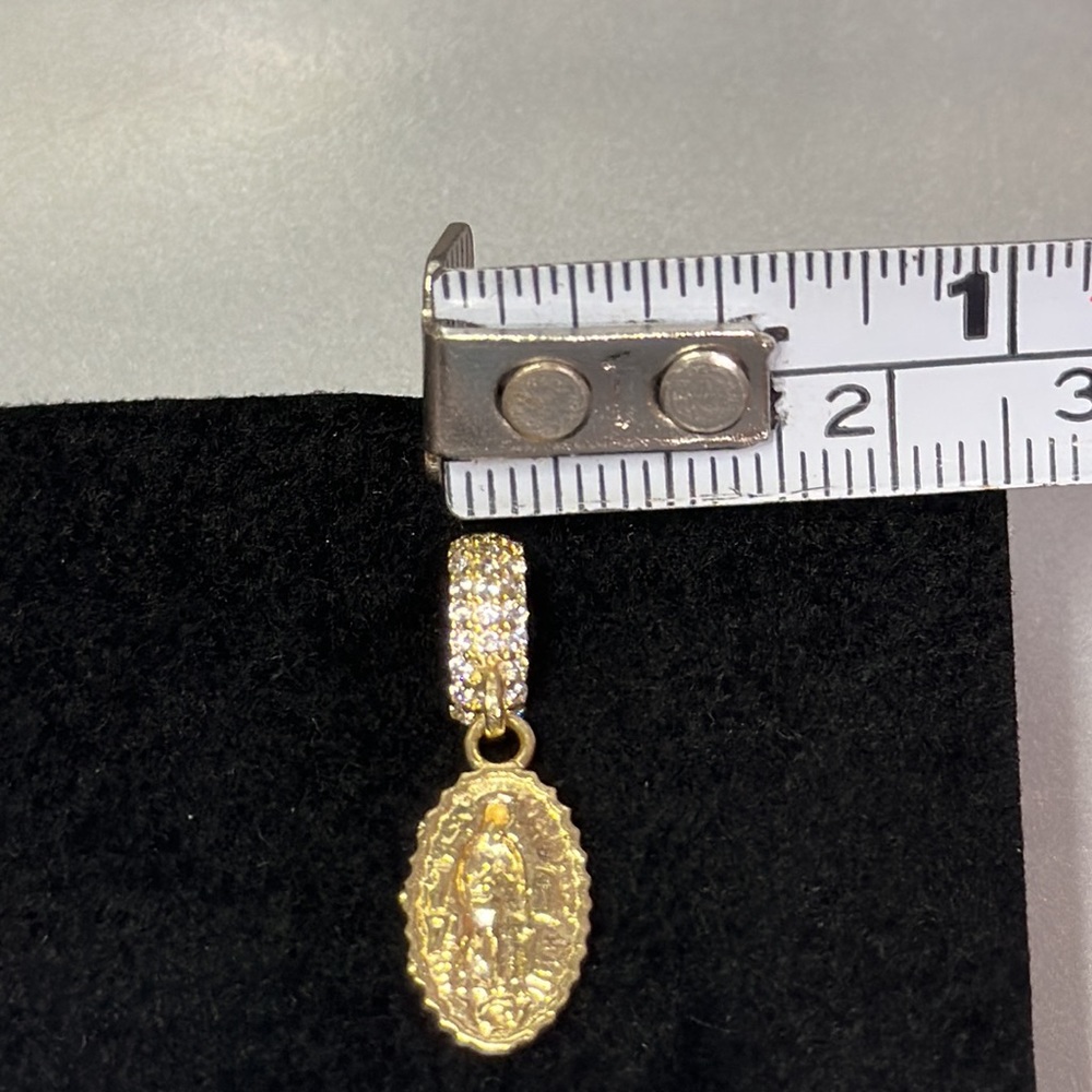 14K Solid Gold—Virgin Of Guadalupe Charm With Zirconia - Picture 7 of 11